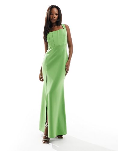 Vestito lungo verde con dettaglio stile corsetto e spacco sulla coscia - True Violet - Modalova