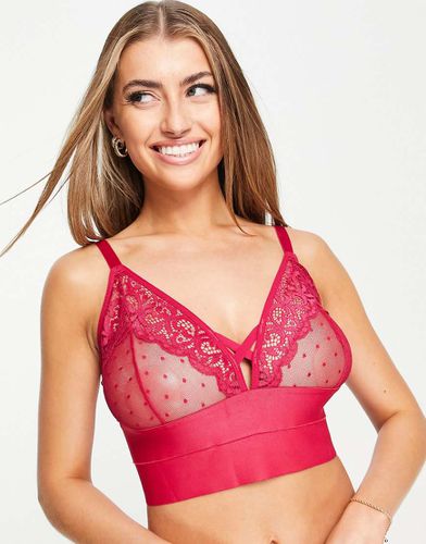 Coppe Grandi - Victoria - Brassière in misto rete e pizzo con fascia ampia color ciliegia - Tutti Rouge - Modalova