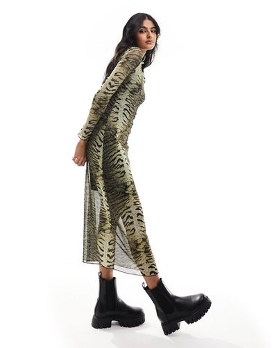 Vestito lungo fasciante in tessuto a rete con stampa tigrata - Urban Threads - Modalova