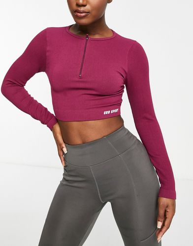 Crop top sportivo a maniche lunghe senza cuciture con zip - Urban Threads - Modalova