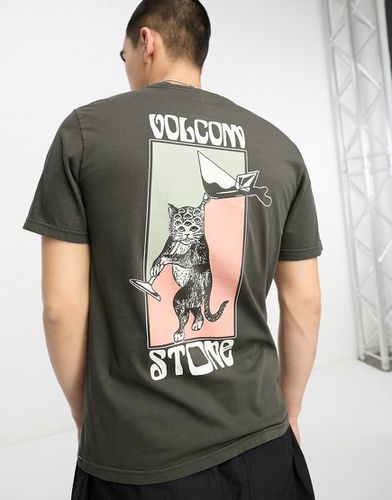 Feline - T-shirt nero slavato con stampa sul retro - Volcom - Modalova