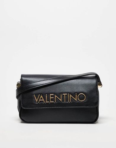 Valentino - Caprice - Borsa a tracolla nera con logo dorato e patta - Valentino Bags - Modalova