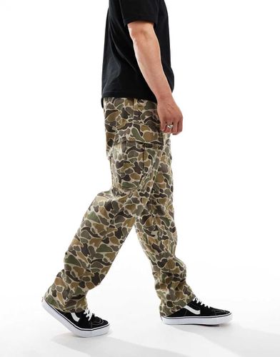 Range - Pantaloni ampi affusolati con stampa astratta marrone e verde e vita elasticizzata - Vans - Modalova