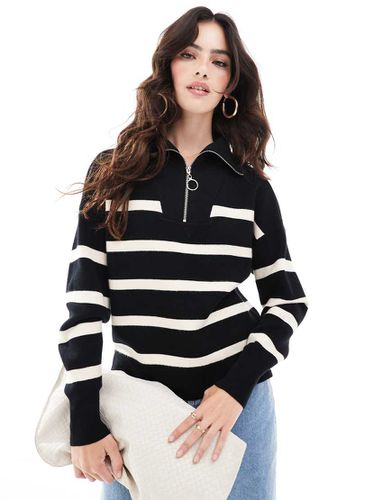 Maglione con zip con righe color crema - Vero Moda - Modalova