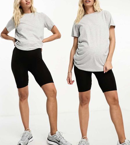 Confezione da 2 leggings corti neri con fascia per il pancione senza cuciture - Vero Moda Maternity - Modalova