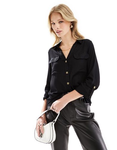 Camicia nera con tasche e bottoni - Vero Moda - Modalova