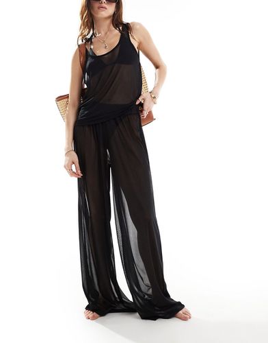 Pantaloni da mare trasparenti neri in coordinato - Vero Moda - Modalova
