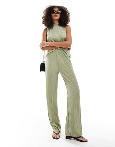 Pantaloni plissé color kaki a fondo ampio in coordinato - Vero Moda - Modalova