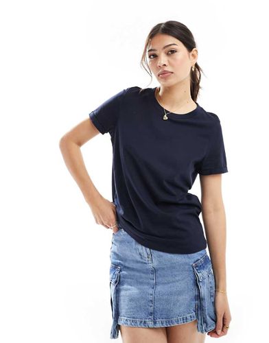 T-shirt navy con maniche risvoltate - Vero Moda - Modalova