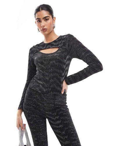 Top a maniche lunghe e argento glitterato con cut-out in coordinato - Vero Moda - Modalova