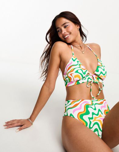 Top bikini con stampa astratta vivace e laccio sul davanti - Vero Moda - Modalova