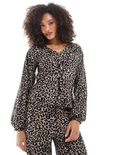 Top in jersey leopardato con nodo frontale in coordinato - Vero Moda - Modalova