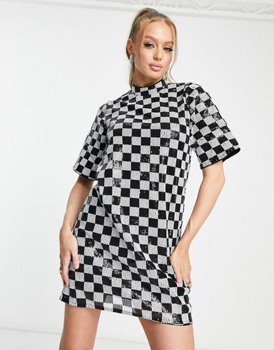 Vestito corto con paillettes bianco e nero a scacchi - Vero Moda - Modalova
