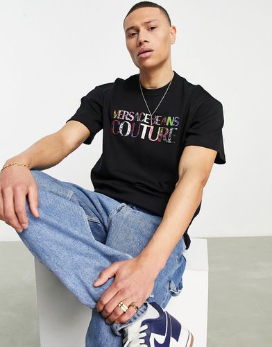 T-shirt nera con logo - Versace Jeans Couture - Modalova