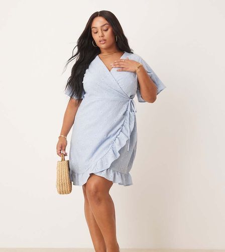 Robe portefeuille courte en jersey brodé - Kentucky - Vila Curve - Modalova