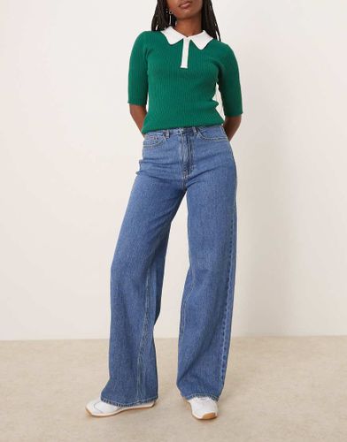 Freya - Jean large à taille haute - denim moyen - Vila - Modalova