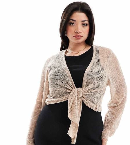 Cardigan leggero in maglia color beige allacciato sul davanti - Yours - Modalova