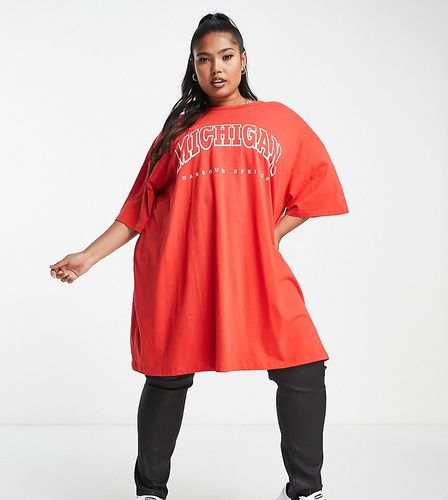 T-shirt oversize rossa con scritta "Michigan" - Yours - Modalova