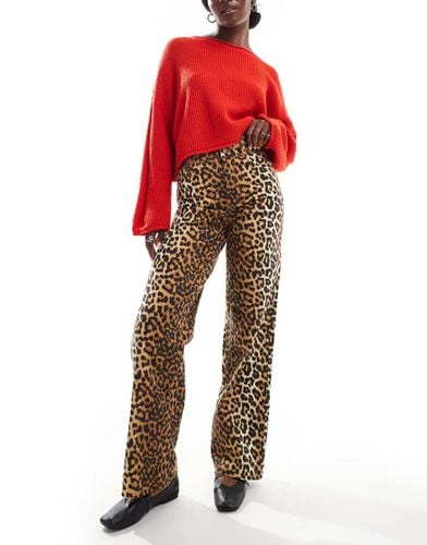 YAS - Jeans dritti a vita alta con stampa leopardata - Y.A.S - Modalova