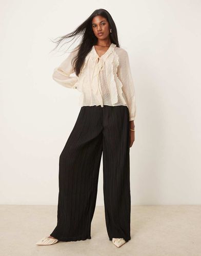 Pantaloni a vita alta neri oversize con orlo a cordoncino in coordinato - YAS - Modalova