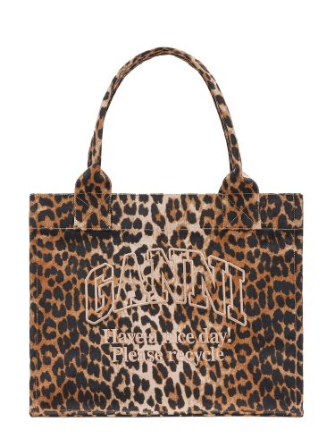 Ganni borsa tote large con logo - ganni - Modalova