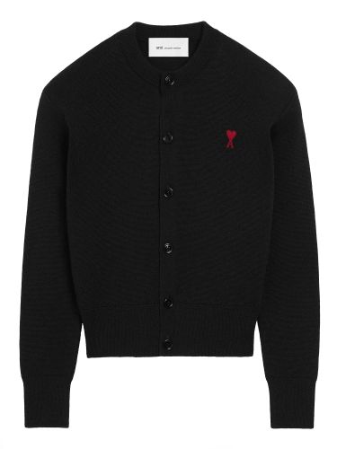 Ami paris cardigan in lana con logo - ami paris - Modalova