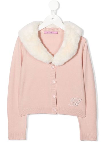 Cardiganl faux fur collar - miss blumarine - Modalova