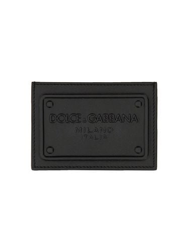 Leather card holder with logo - dolce & gabbana - Modalova