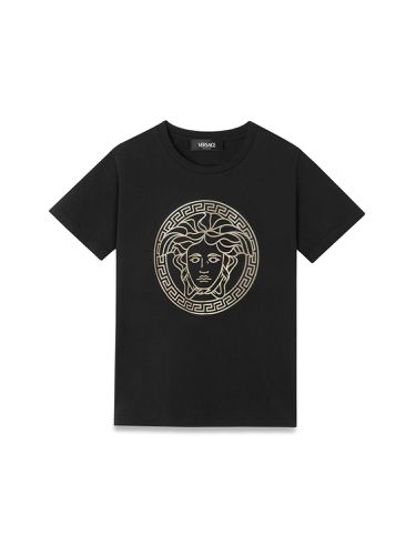 Jersey t-shirt + lamimate medusa greca print - versace - Modalova