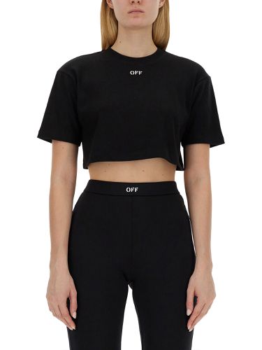 Off-white ribbed cropped t-shirt - off-white - Modalova