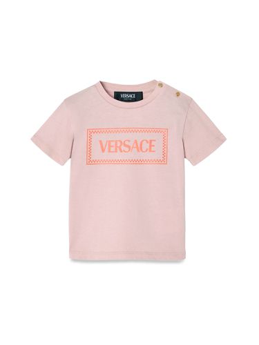 Jersey t-shirt + brick logo print - versace - Modalova