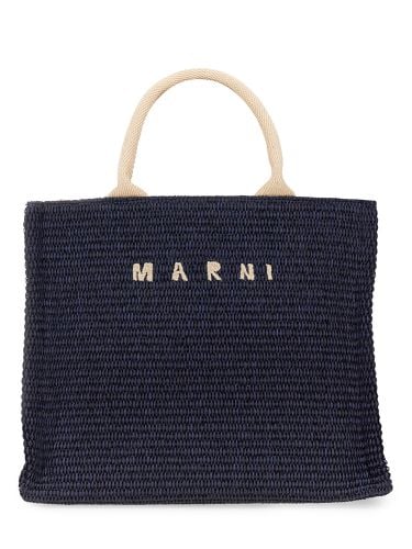 Raffia effect fabric small tote bag - marni - Modalova