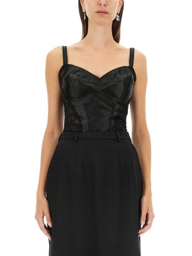 Satin and lace corsetry top - dolce & gabbana - Modalova