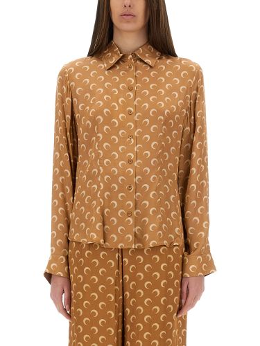 Marine serre "moon" satin shirt - marine serre - Modalova