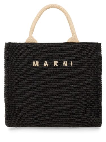 Raffia effect fabric small tote bag - marni - Modalova