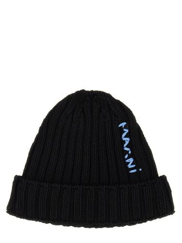 Marni beanie hat with logo - marni - Modalova