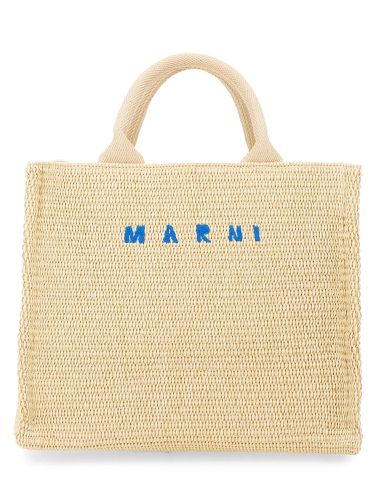 Raffia effect fabric small tote bag - marni - Modalova