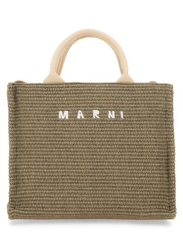 Raffia effect fabric small tote bag - marni - Modalova