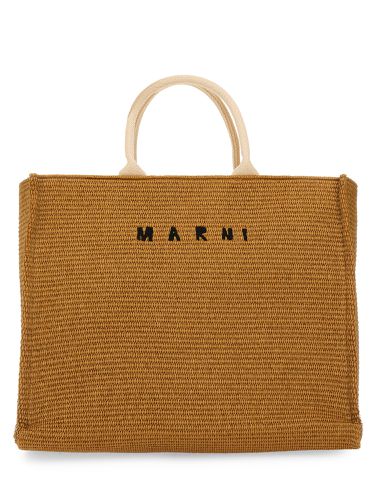 Large raffia effect fabric tote bag - marni - Modalova