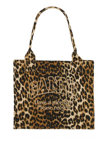 Ganni leopard print tote bag - ganni - Modalova