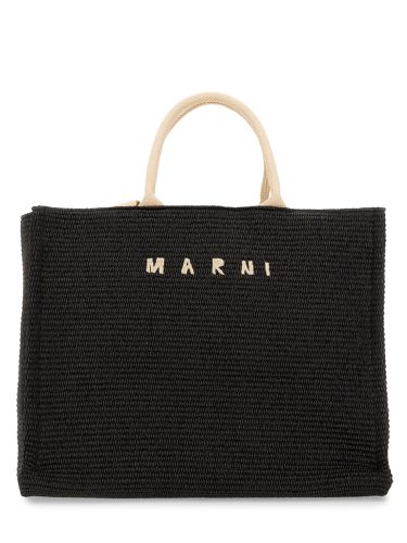 Large raffia effect fabric tote bag - marni - Modalova