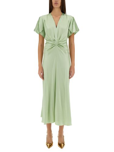 Gathered v-neck midi dress - victoria beckham - Modalova