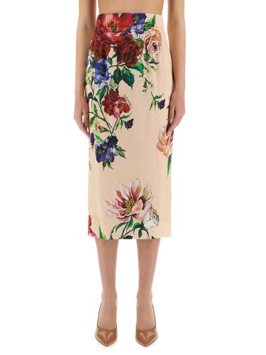 Flower print satin midi pencil skirt - dolce & gabbana - Modalova