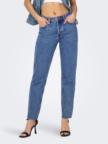 Straight Fit High Waist Raw Hems Jeans - ONLY - Modalova