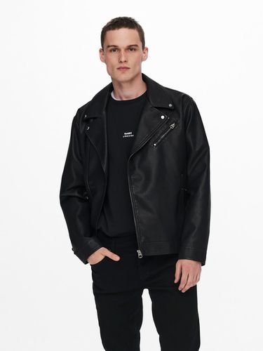 Faux leather biker jacket - ONLY & SONS - Modalova