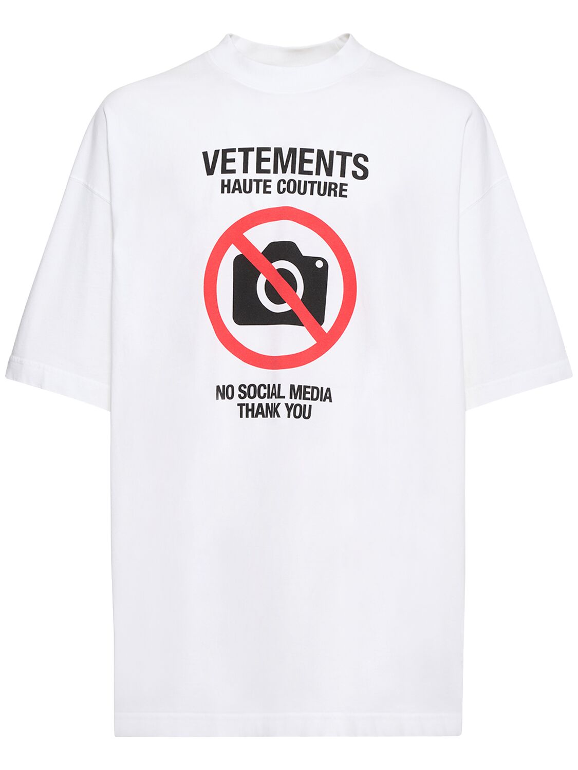 T-shirt No Social Media In Cotone Con Stampa - VETEMENTS - Modalova