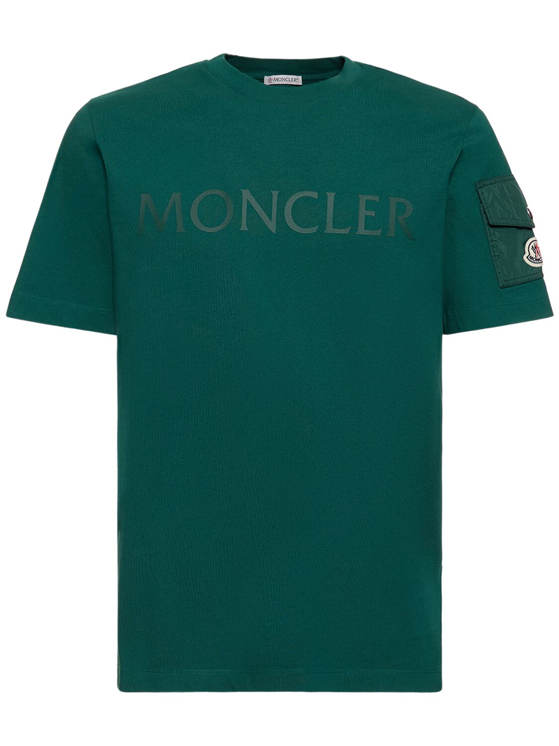 T-shirt In Jersey Di Cotone Con Tasca - MONCLER - Modalova
