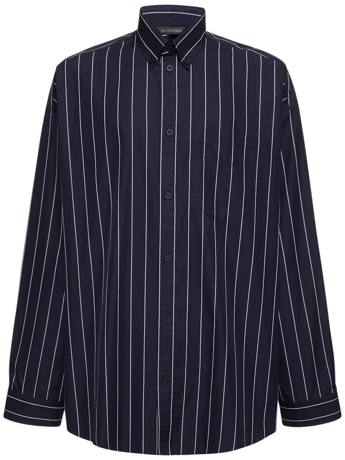 Striped Oversized Cotton Blend Shirt - BALENCIAGA - Modalova