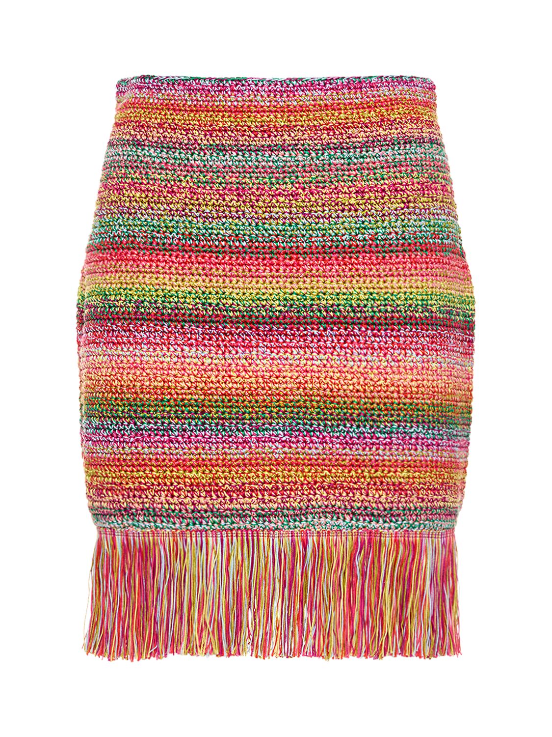 Minigonna In Maglia Di Cotone Crochet / Frange - OSCAR DE LA RENTA - Modalova