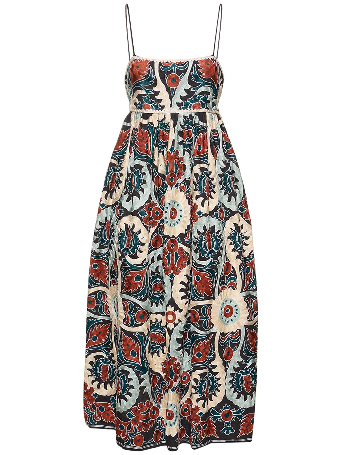 Mayra Printed Linen Blend Midi Dress - ULLA JOHNSON - Modalova